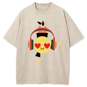 Personality fashion Hiphop Emoji Washed T-Shirt