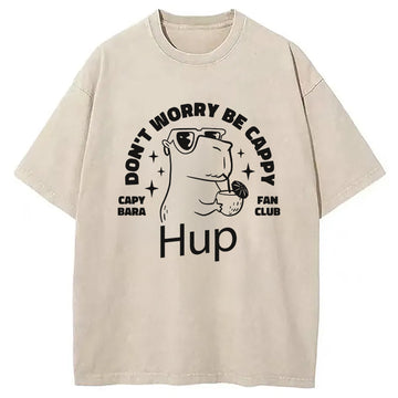 Personality fashion Capybara Be Cappy Funny Washed T-Shirt