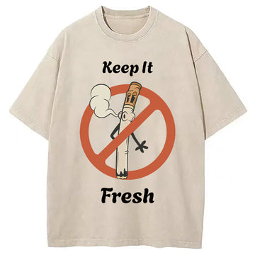 Personality fashion Keep It Fresh Retro Cigarette Washed T-Shirt
