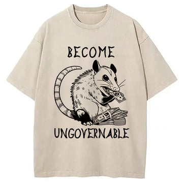 Personality fashion Become Ungovernable Opossum Washed T-Shirt
