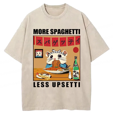 Personality fashion More Spaghetti Less Upsetti Hamster Washed T-Shirt