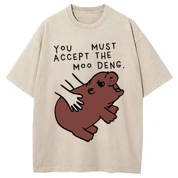 Personality fashion Give You Moo Deng Washed T-Shirt
