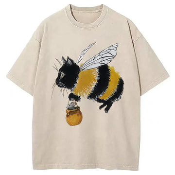 Personality fashion Catbee Funny Washed T-Shirt