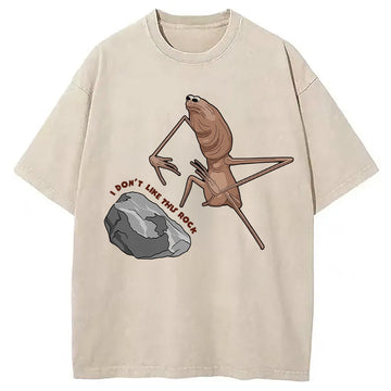 Personality fashion I Don't Like This Rock Washed T-Shirt