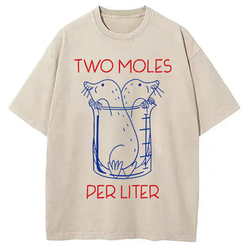 Personality fashion Two Moles Per Liter Washed T-Shirt