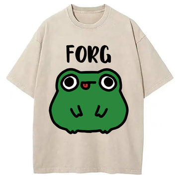 Personality fashion Stupid Frog Washed T-Shirt