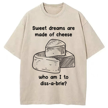 Personality fashion Cheese Music Washed T-Shirt