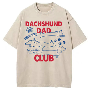 Personality fashion Dachshund Dad Club Washed T-Shirt