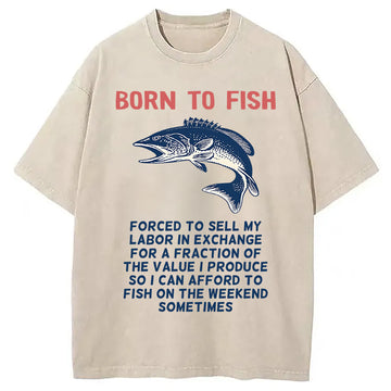 Personality fashion Born to Fish Washed T-Shirt