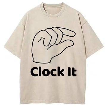 Personality fashion Clock It Washed T-Shirt