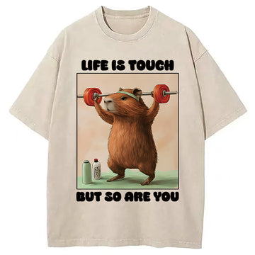 Personality fashion Capybara Lifting Washed T-Shirt