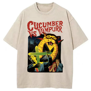 Personality fashion Cucumber vs Vampurr Washed T-Shirt