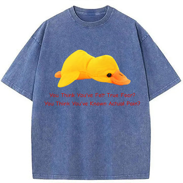 Personality fashion Embarrassed Duck Meme Washed T-Shirt