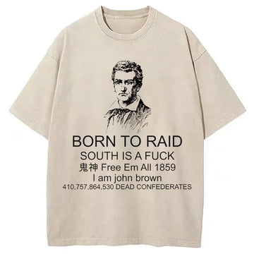 Personality fashion Born To Raid Washed T-Shirt