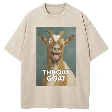 Personality fashion Throat Goat Funny Washed T-Shirt