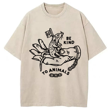 Personality fashion Be Kind To Animals Washed T-Shirt