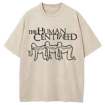 Personality fashion Human Centiweed Funny Meme Washed T-Shirt