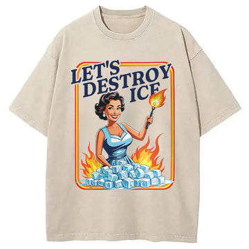 Personality fashion Let's Destroy Ice Washed T-Shirt