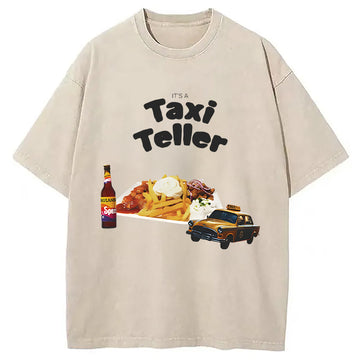 Personality fashion It's a Taxi Teller Washed T-Shirt