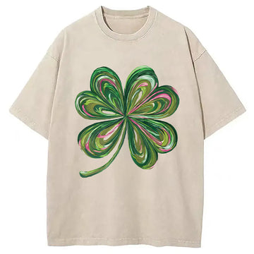 Personality fashion Lucky Shamrock Washed T-Shirt