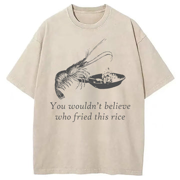 Personality fashion Shrimp Fried Rice Washed T-Shirt
