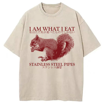 Personality fashion I Am What I Eat Washed T-Shirt