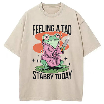 Personality fashion Stabby Frog Funny Meme Washed T-Shirt