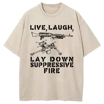 Personality fashion Suppression By Force Funny Washed T-Shirt