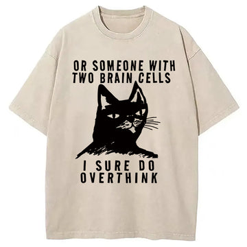 Personality fashion Overthinking Cat Funny Washed T-Shirt