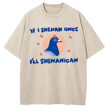 Personality fashion If I Shenan Once I'll Shenanigan Pigeon Washed T-Shirt
