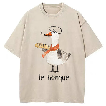 Personality fashion Funny French Goose Washed T-Shirt