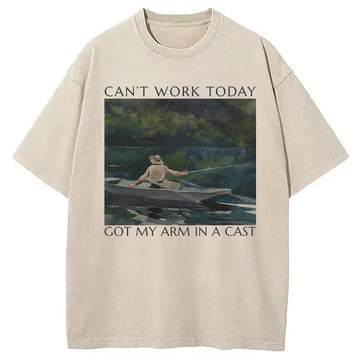 Personality fashion Funny Fishing Painting Washed T-Shirt