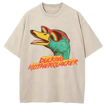 Personality fashion Ducking Motherquacker Washed T-Shirt