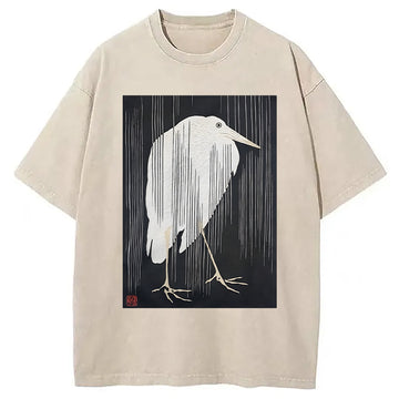 Personality fashion Heron In The Rain Washed T-Shirt