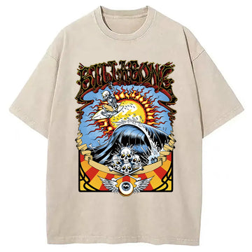 Personality fashion Big Labone Bone Washed T-Shirt