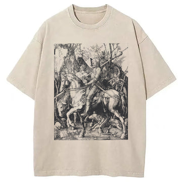 Personality fashion 90s Vintage Dark Art Washed T-Shirt