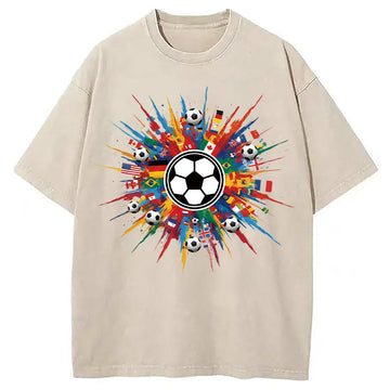 Personality fashion International Soccer Flags Washed T-Shirt