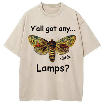 Personality fashion Yall Got Any Lamps Moth Washed T-Shirt