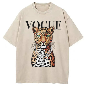 Personality fashion Glam Leopard Washed T-Shirt