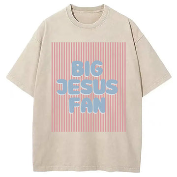 Personality fashion Big Jesus Fan Washed T-Shirt