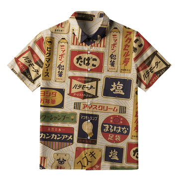 Personality fashion  Retro Japanese Labels Button-up Shirt