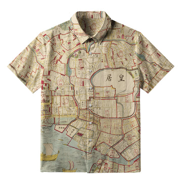 Personality fashion  Vintage Historical Map Button-up Shirt