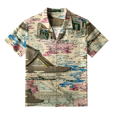 Personality fashion  Japanese Courtyard Aloha Hawaiian Shirt