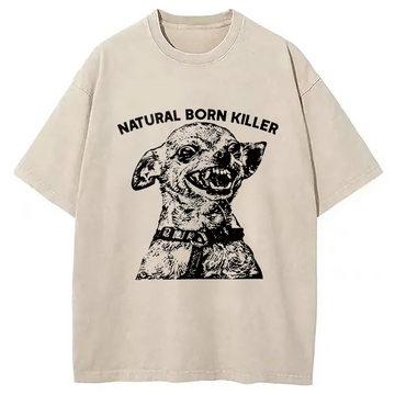 Personality fashion Funny Chihuahua Washed T-Shirt