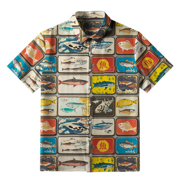 Personality fashion  Vintage Fish Collection Button-up Shirt