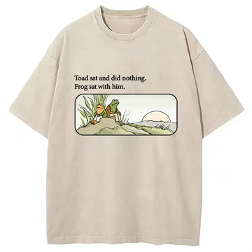 Personality fashion Frog And Toad Vintage Washed T-Shirt
