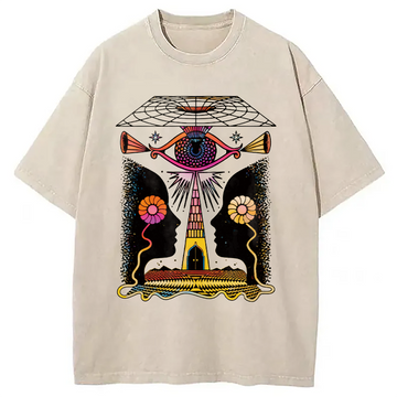 Personality fashion Dual-Face Sacred Eye Washed T-Shirt
