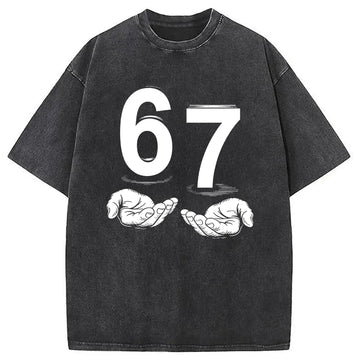 Personality fashion Funny Six Seven Washed T-Shirt