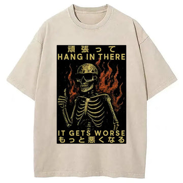 Personality fashion Skeletons Who Encourage Others Washed T-Shirt