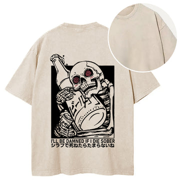 Personality fashion Wine Is Essential In Life Back Washed T-Shirt